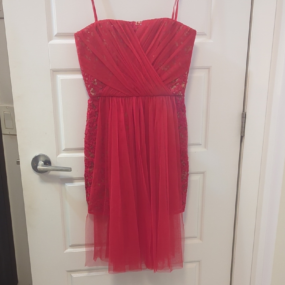 BCBGMaxAzria Red and Gold Dress